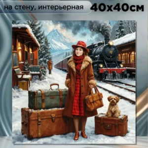 Картина интерьерная на стену " Дама с багажом " 40х40см