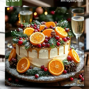 Картина на стену (40х40см) для интерьера Торт с апельсинами